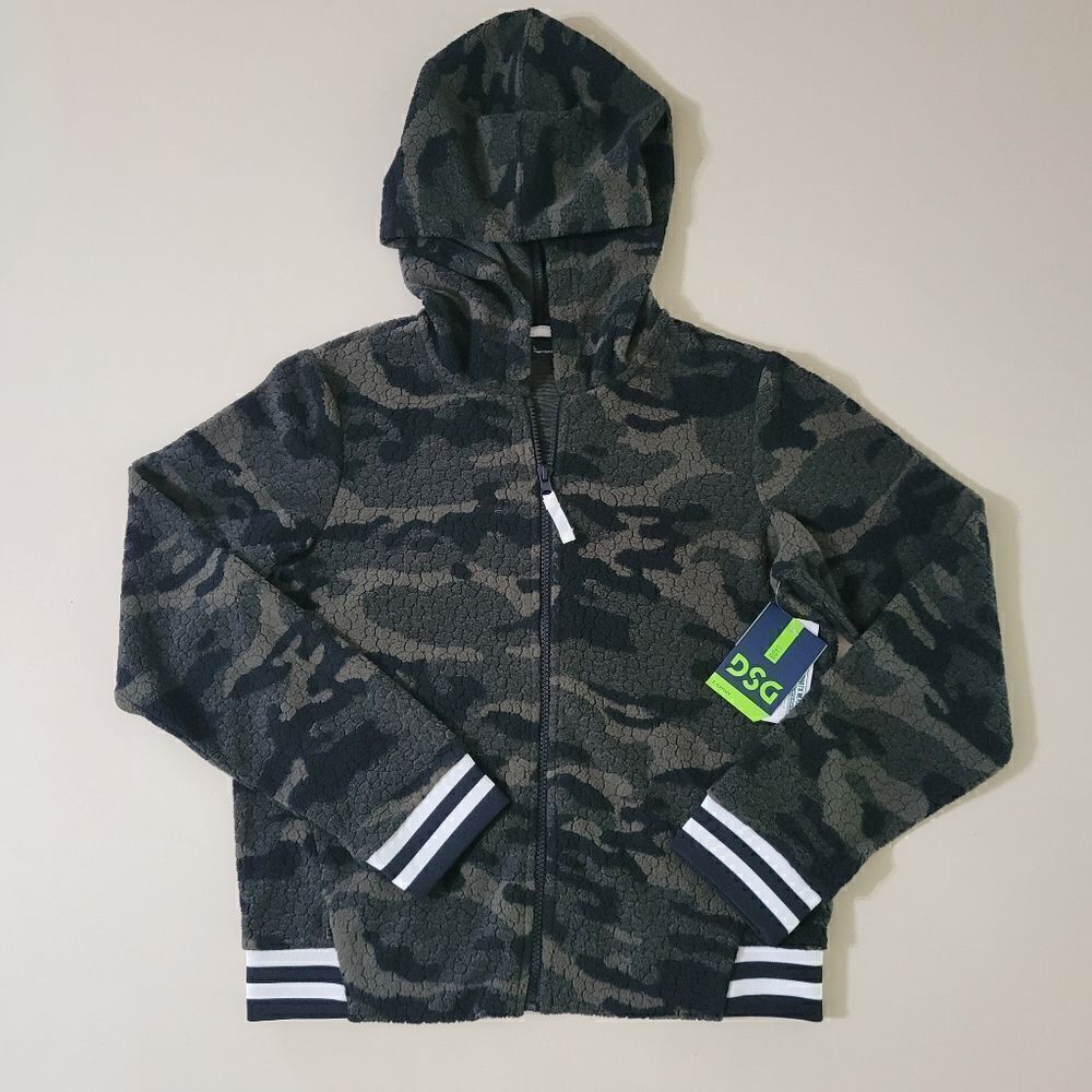 DSG Boys Sherpa Forest Night Camo Full Zip Long Sleeve Hoodie
